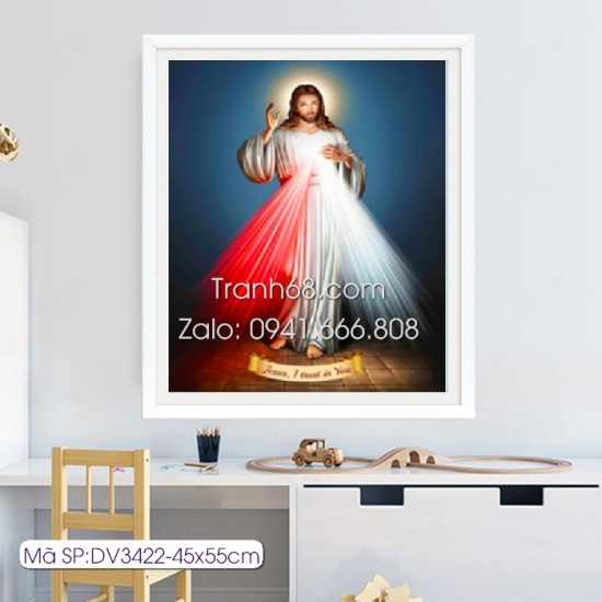 Tranh thêu chữ thập Chúa Jesu DV3422 kích thước: 45x55cm