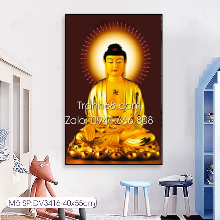 Tranh thêu chữ thập Đức Phật A Di Đà DV3416-LV3416 kích thước: 40x55cm 