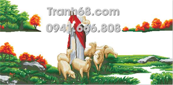 Tranh Đính Đá ABC cao cấp Chúa chăn cừu VS097 Kích thước: 141x75cm