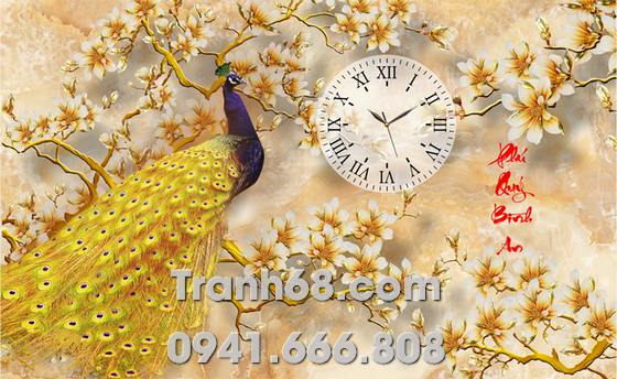 Tranh Đính Đá ABC cao cấp    Phú Quý Bình An (đồng hồ) VS253 Kích thước: 80x52cm