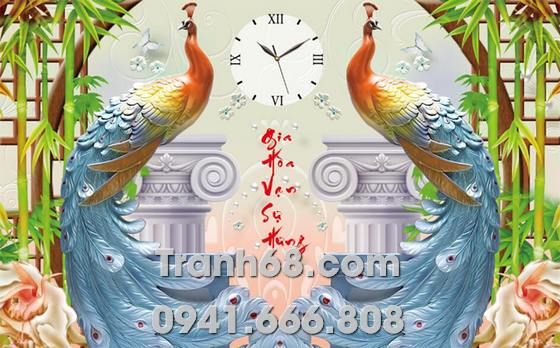 Tranh Đính Đá ABC cao cấp Gia Hòa Vạn Sự Hưng (đồng hồ) VS261 Kích thước: 80x53cm