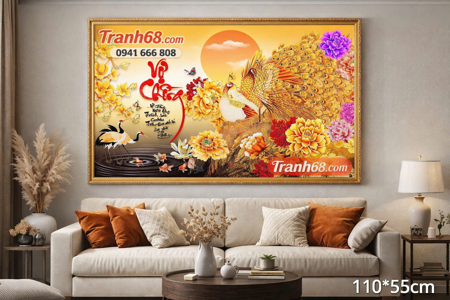 TRANH THÊU CHỮ THẬP VỢ CHỒNG : VS8001, KÍCH THƯỚC 110X55CM