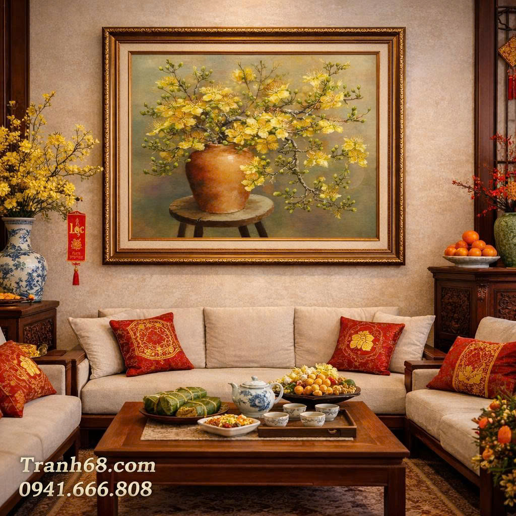 Tranh Thêu Chữ Thập Hoa Mai Vàng Mã SP: VS8010, KT 70x60CM