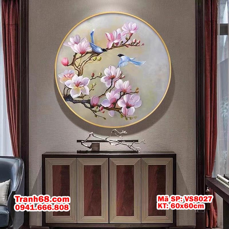 Tranh Thêu Chữ Thập Hoa Mộc Lan Chim Én VS8027 KT 60x60cm- Full phụ kiện thêu