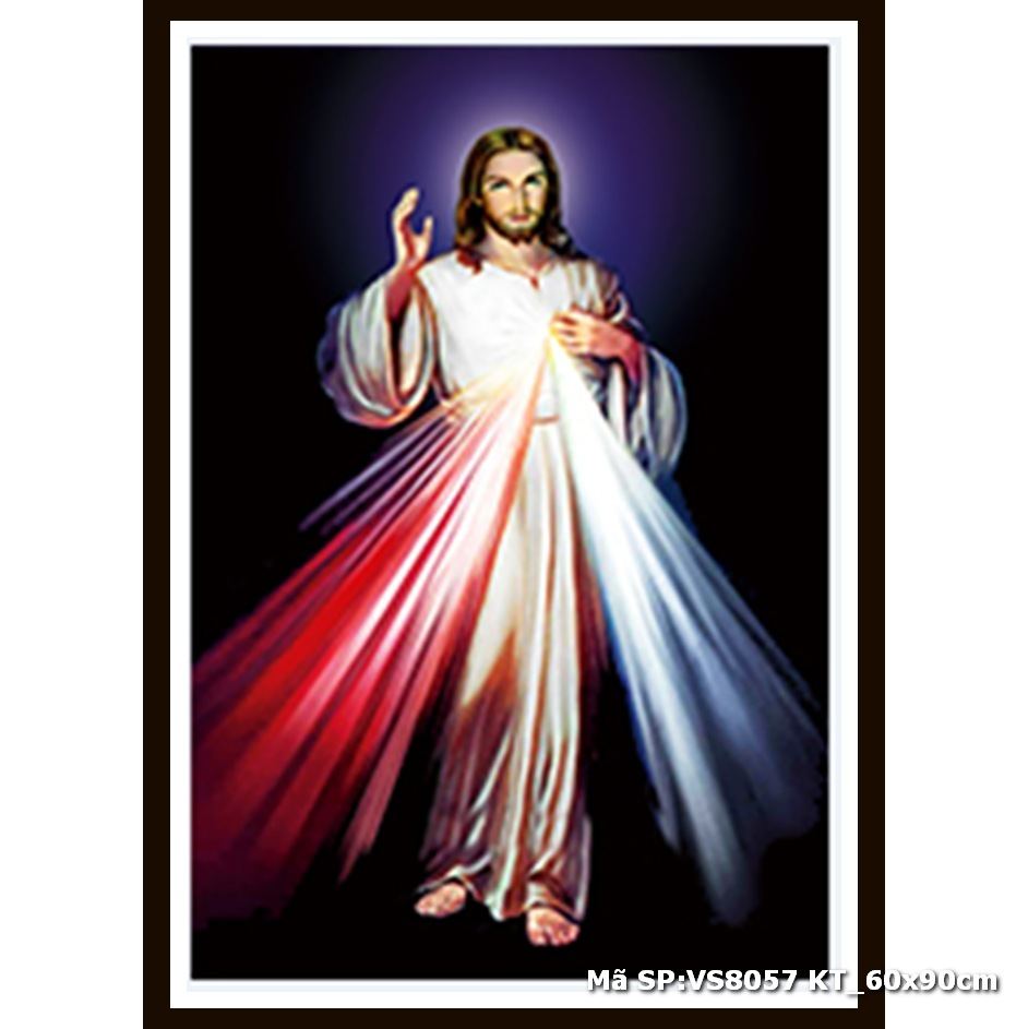 Tranh Thêu Chữ Thập Chưa Thêu Chúa Giêsu Lòng Thương Xót – Mã SP: VS8057 (60x90cm)