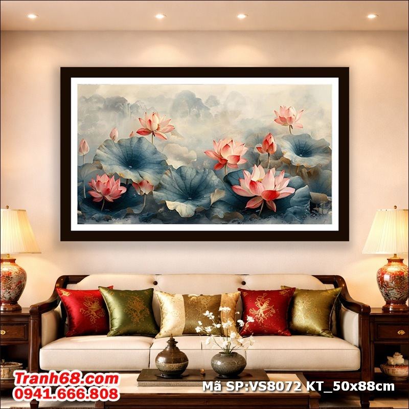 Bộ kit tranh thêu chữ thập Hoa SenMã SP:  VS8072 (50X88CM)